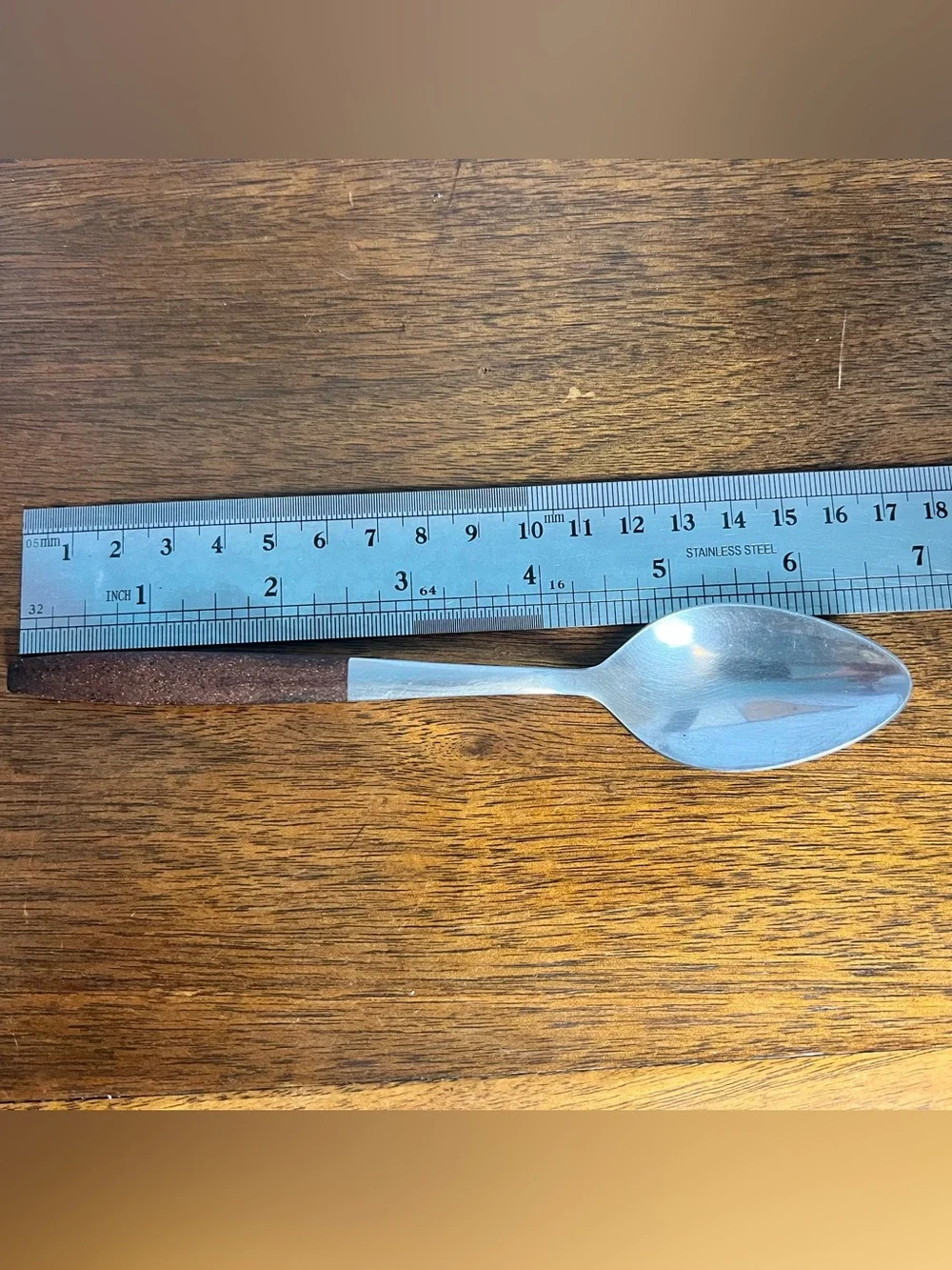 MCM Mid-Century Interpur Stainless Steel Spoon Brown Wood Handles Japan Set of 6